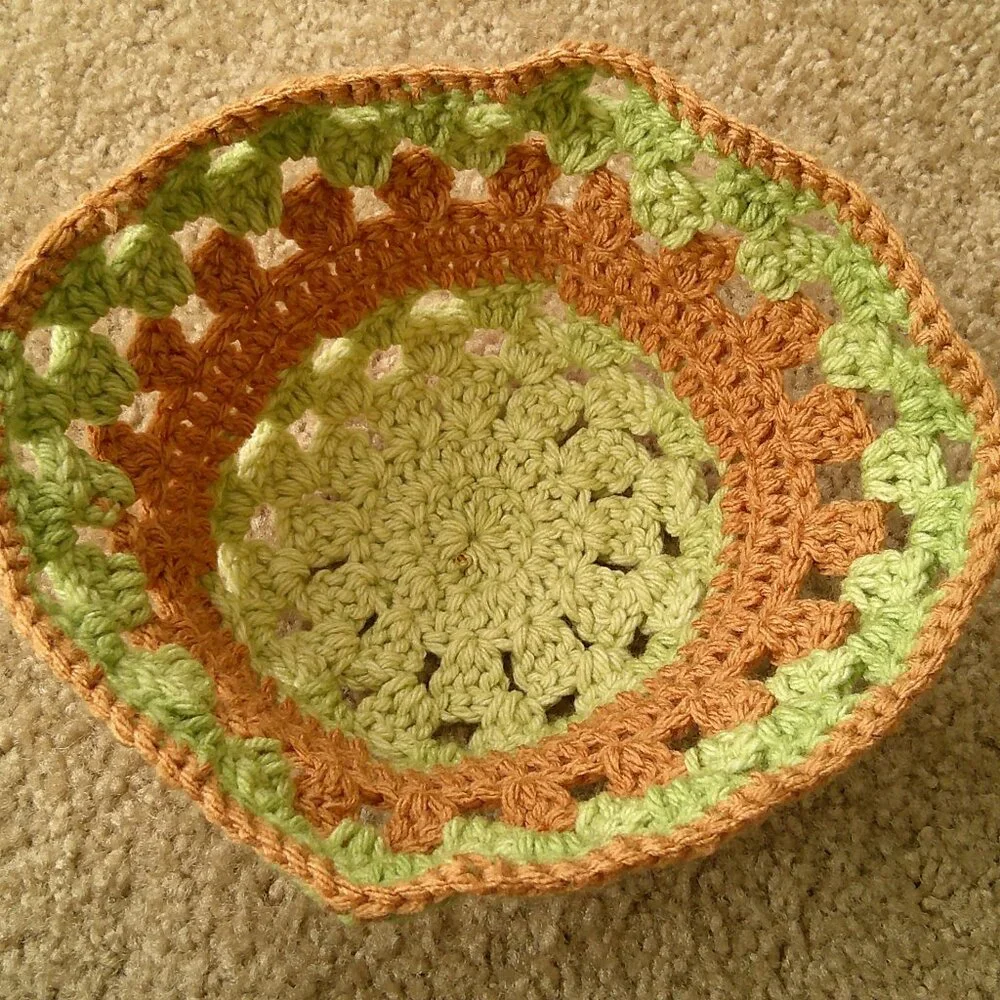 Handmade Crochet Beanie Hat Mint Green and Brown Girls